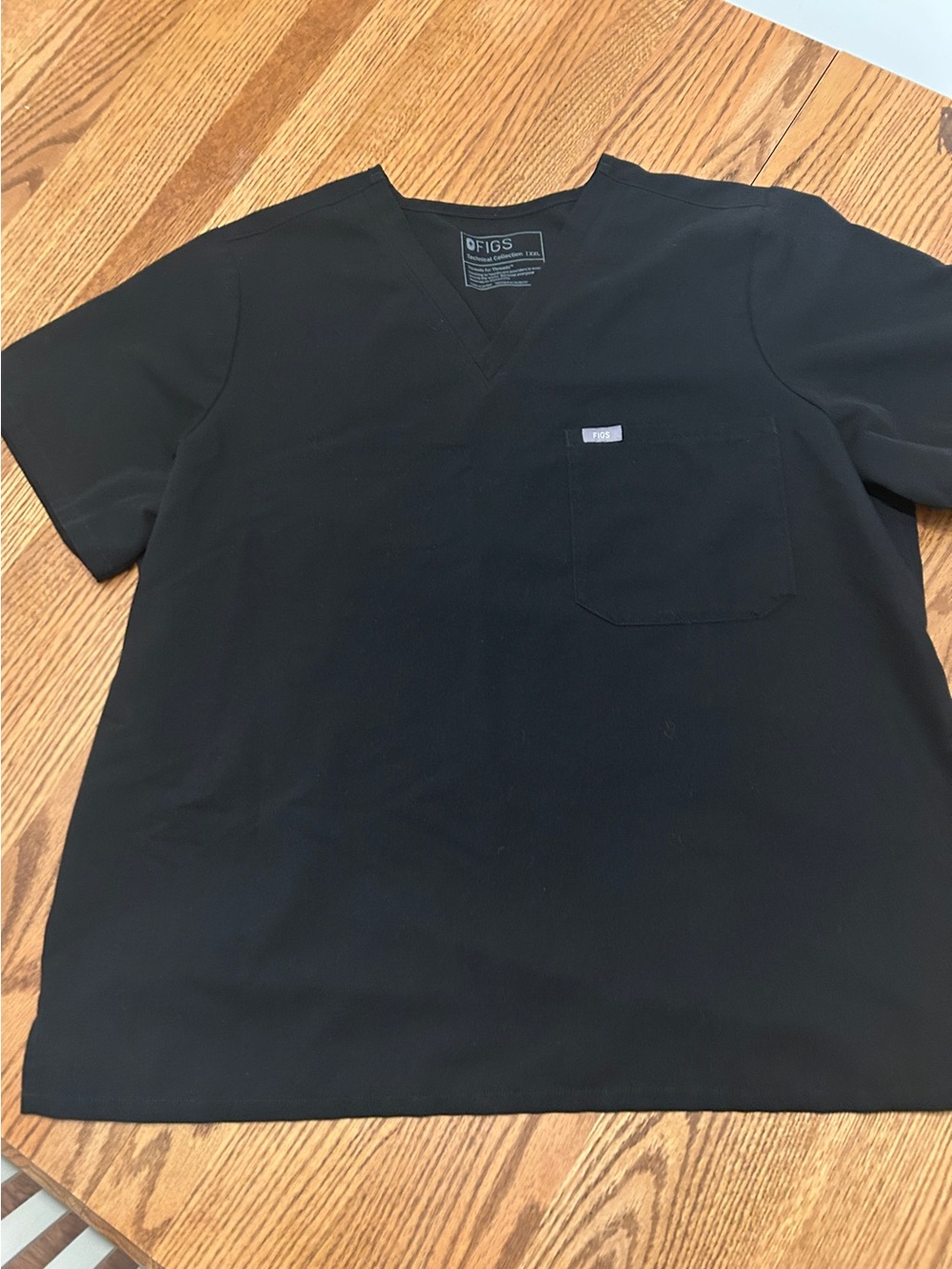 Figs Caterina one pocket black scrub top in XXL